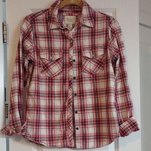 Forever 21 Womens White Plaid Button-Down Shirt Size S